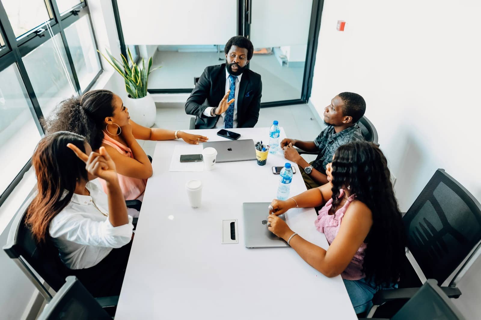 Team meeting around a table